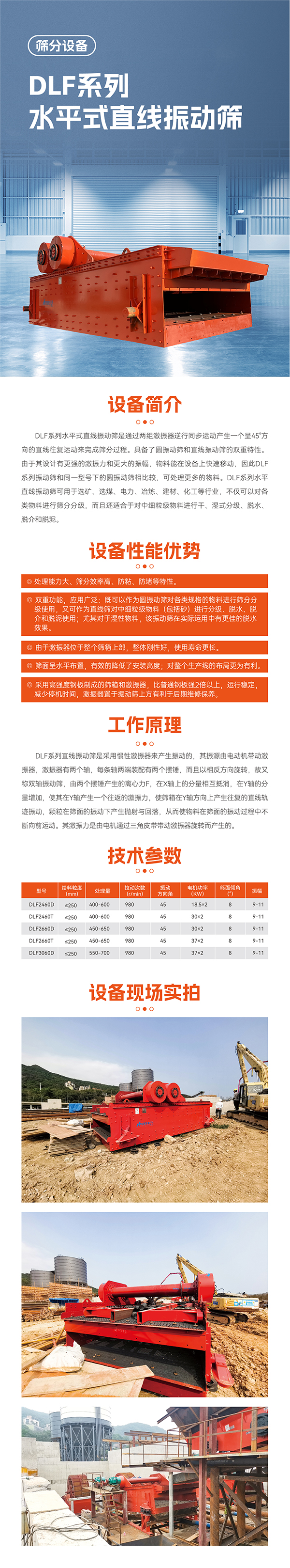 华宝矿机DLF水平直线振动筛设备技术参数